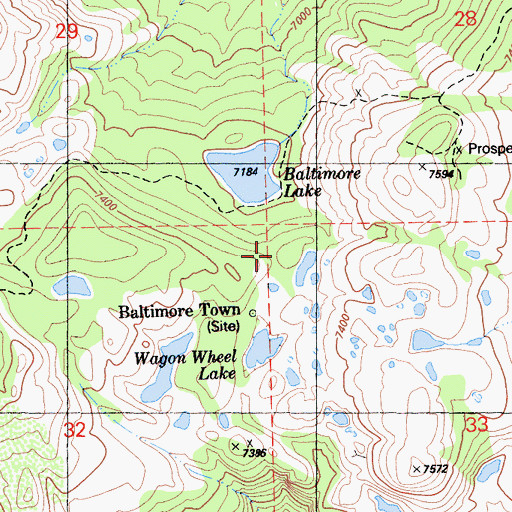 Topographic Map of Baltimore Trail, CA