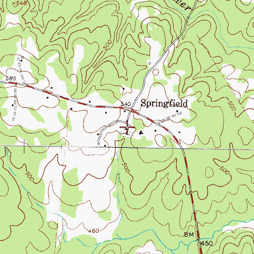 Topographic Map of Springfield Baptist Church, GA