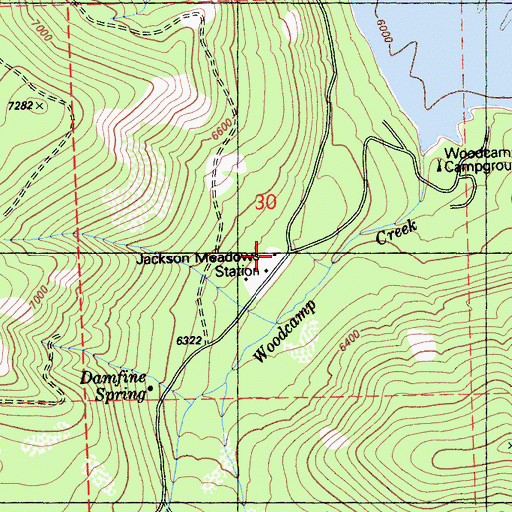 Topographic Map of Jackson Meadow Station, CA
