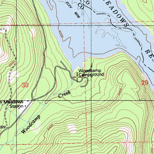 Topographic Map of Woodcamp Campground, CA