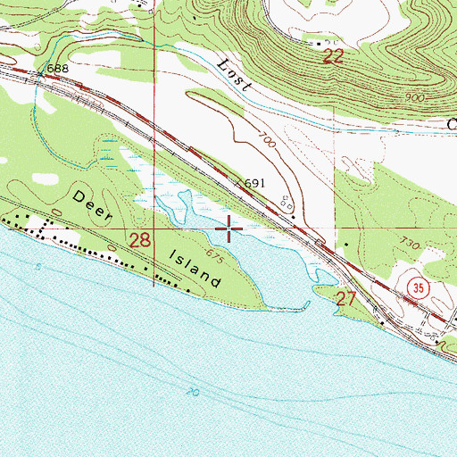 Topographic Map of Deer Lake, WI