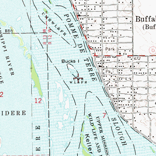 Topographic Map of Bucks Island, WI