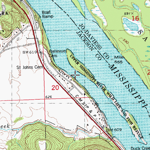 Topographic Map of Harrington Slough, IA