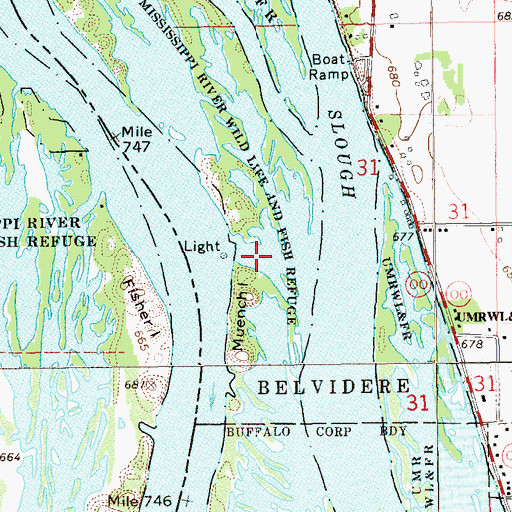 Topographic Map of Roebucks Run, WI