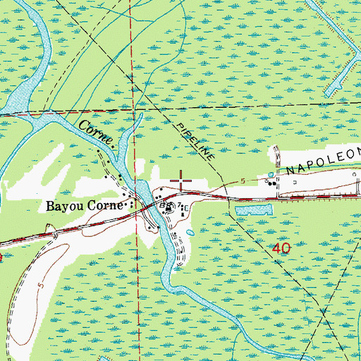 Topographic Map of Bayou Corne Census Designated Place, LA