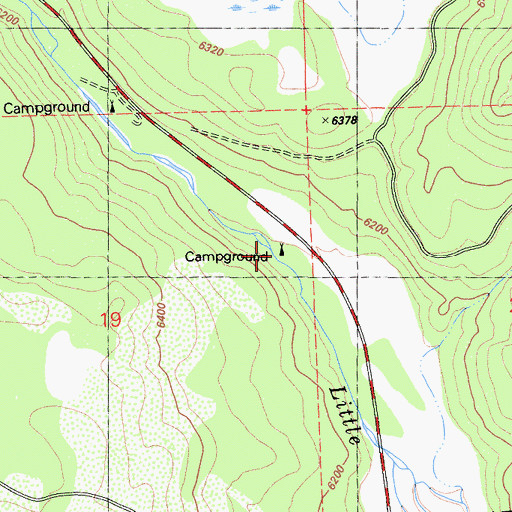 Topographic Map of Lower Little Truckee Campground, CA