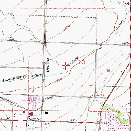 Topographic Map of Blacksmith Fork Hyrum Canal, UT