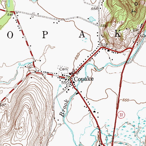 Topographic Map of Copake Hamlet Census Designated Place, NY