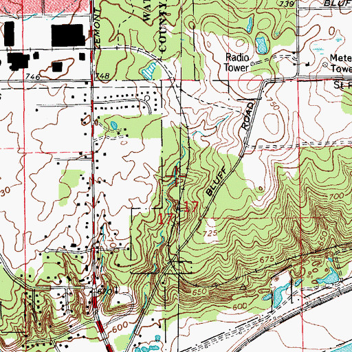 Topographic Map of Canyon Creek Falls, IL