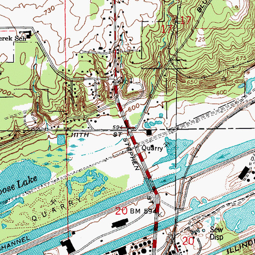 Topographic Map of West Branch Canyon Creek, IL