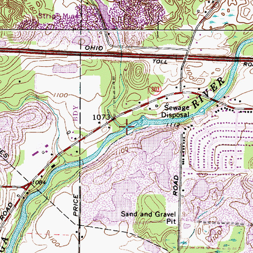Topographic Map of Elliman Run, OH