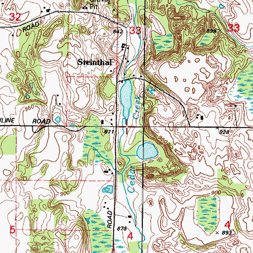 Topographic Map of Steinthal Lake, WI
