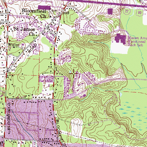 Topographic Map of Macon-Bibb County, GA