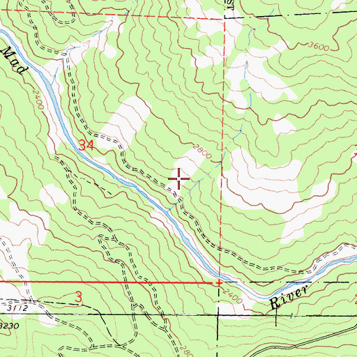 Topographic Map of Mad River Trail, CA