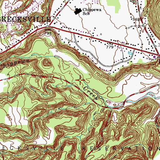 Topographic Map of Wallin Creek, OH