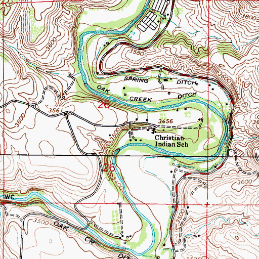 Topographic Map of Oak Creek Ranch School, AZ
