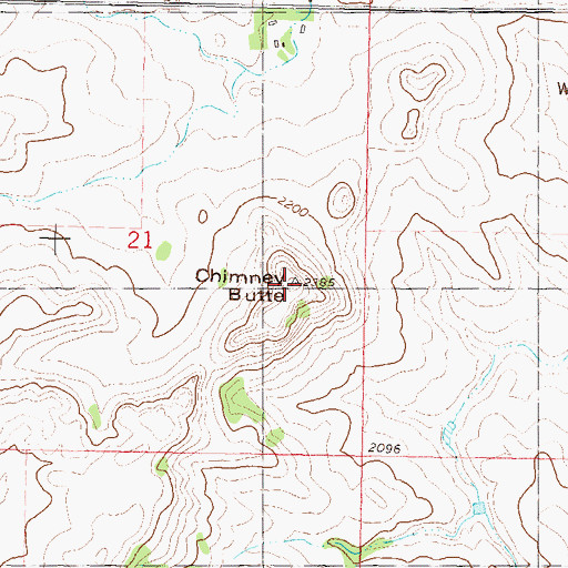 Topographic Map of Chimney Butte, ND