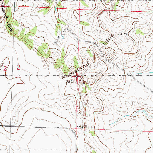 Topographic Map of Ramsland Hills, ND
