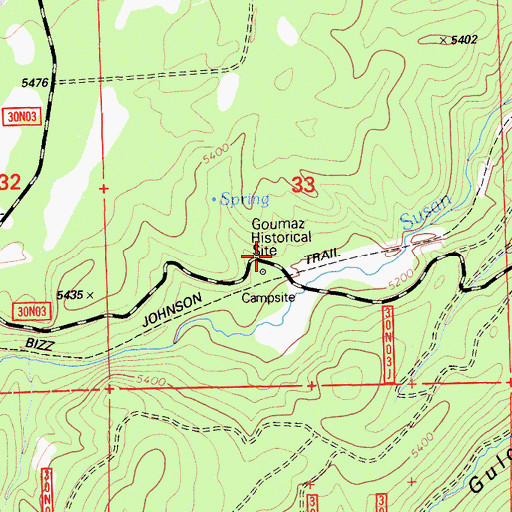 Topographic Map of Goumaz Historical Site, CA