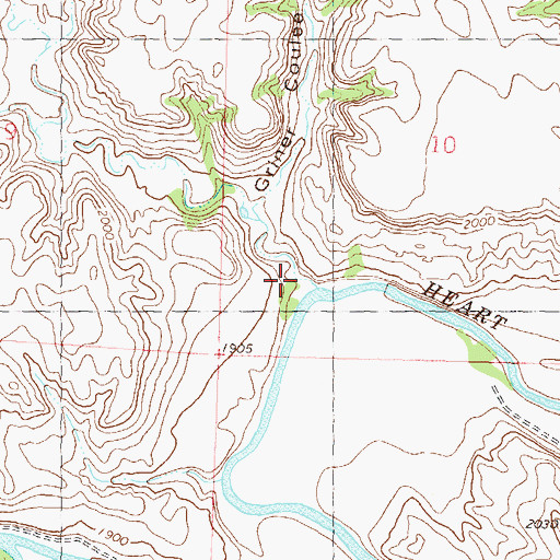 Topographic Map of Griner Coulee, ND