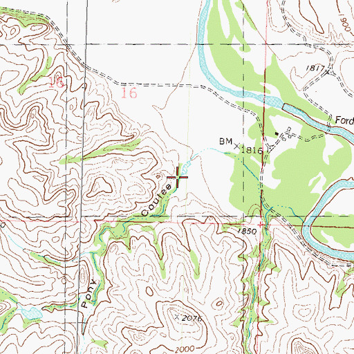 Topographic Map of Pony Coulee, ND