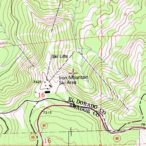 Topographic Map of Silver Basin Ski Area, CA