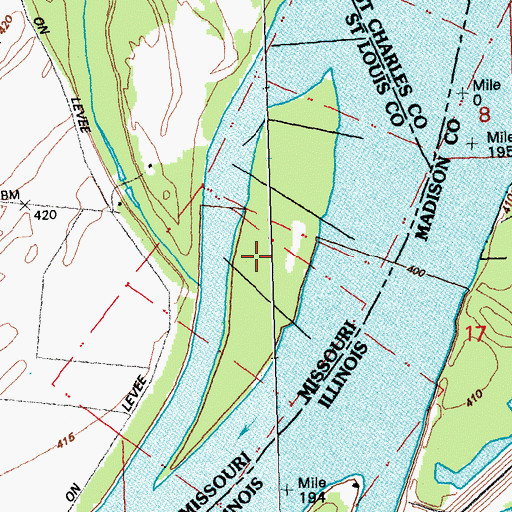 Topographic Map of Duck Island, MO