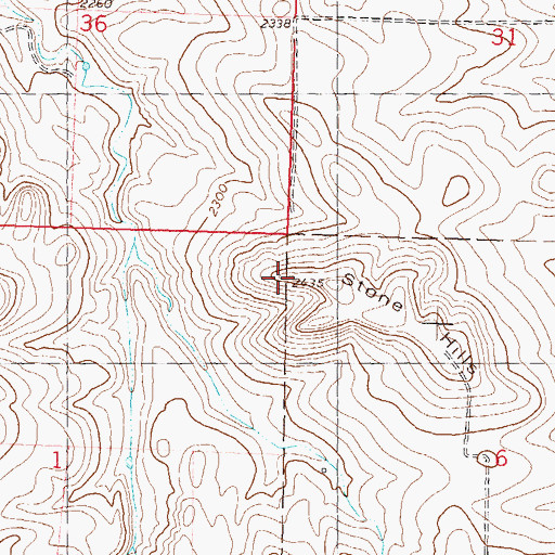 Topographic Map of Stone Hills, ND