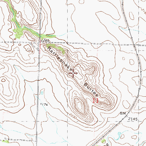 Topographic Map of Rattlesnake Buttes, ND