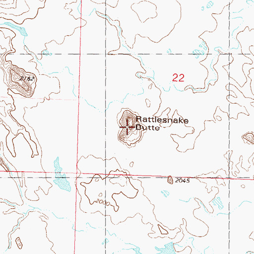 Topographic Map of Rattlesnake Butte, ND