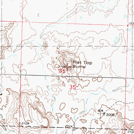 Topographic Map of Flat Top Butte, ND
