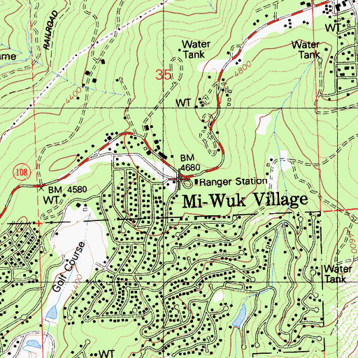 Topographic Map of Mi Wok District Ranger Office, CA