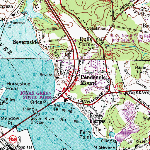 Topographic Map of Maryland World War II Memorial, MD