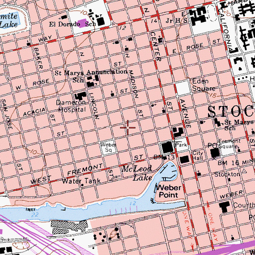 Topographic Map of Stockton Unified School District Administration Center, CA