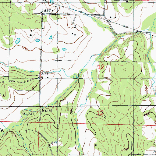 Topographic Map of Howell Branch, MO