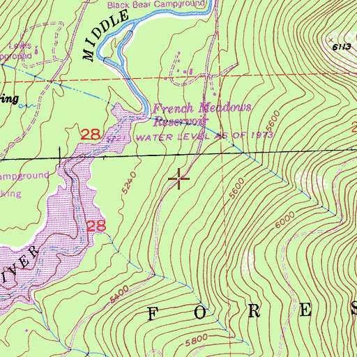 Topographic Map of French Meadows Forest Service Station, CA