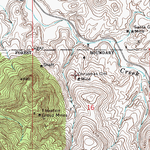 Topographic Map of Christmas Gift Mine, AZ
