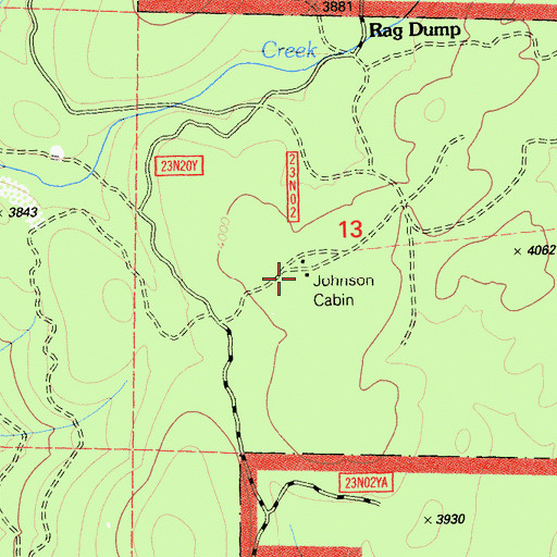 Topographic Map of Johnson Cabin, CA