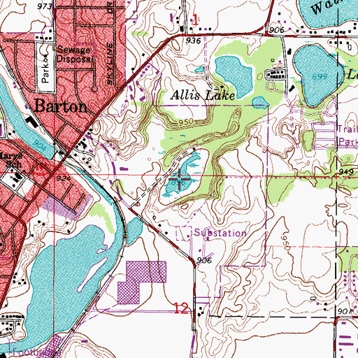 Topographic Map of Brickyard Lake, WI