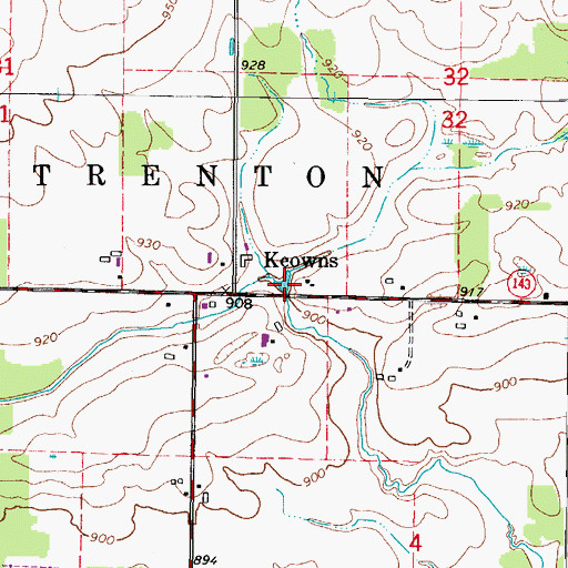 Topographic Map of Keowns Pond, WI