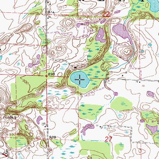 Topographic Map of Radtke Lake, WI