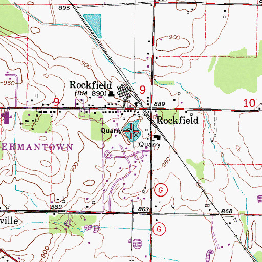 Topographic Map of Rockfield Quarry Pond, WI