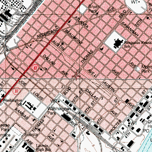 Topographic Map of Tekoa Academy of Accelerated Studies, TX