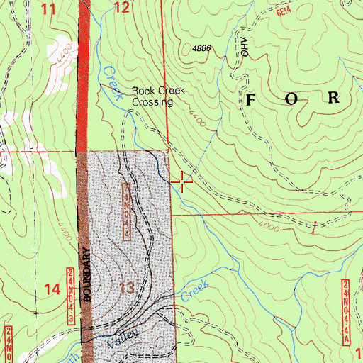 Topographic Map of Rock Creek Crossing, CA