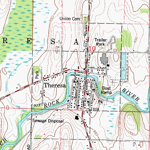 Topographic Map of Theresa Millpond, WI