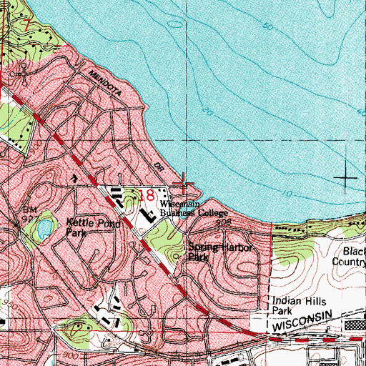 Topographic Map of Spring Harbor Beach, WI