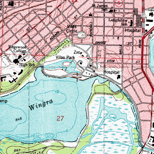 Topographic Map of Vilas Beach, WI