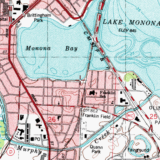 Topographic Map of Bernies Beach, WI