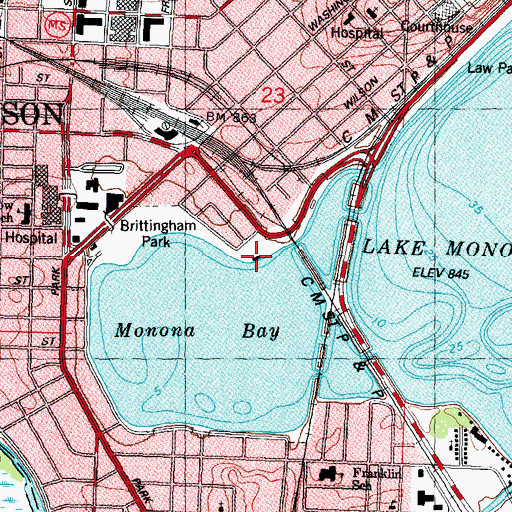 Topographic Map of Brittingham Beach, WI