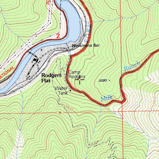Topographic Map of Camp Rodgers, CA
